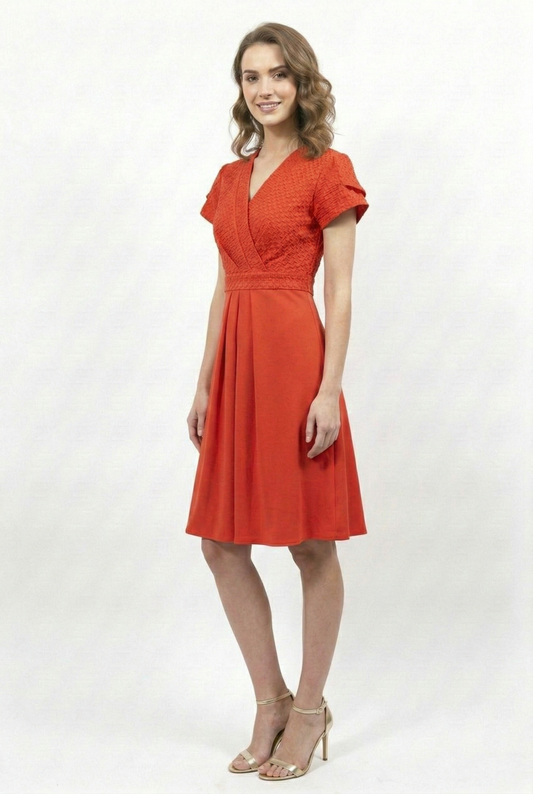 Robe Xena rouge bi-matières en polyester recyclé