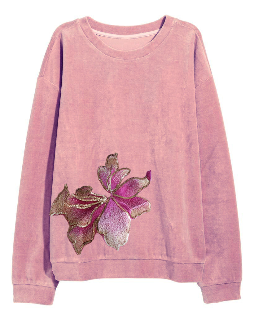 Sweat-shirt MARKO en velours rose