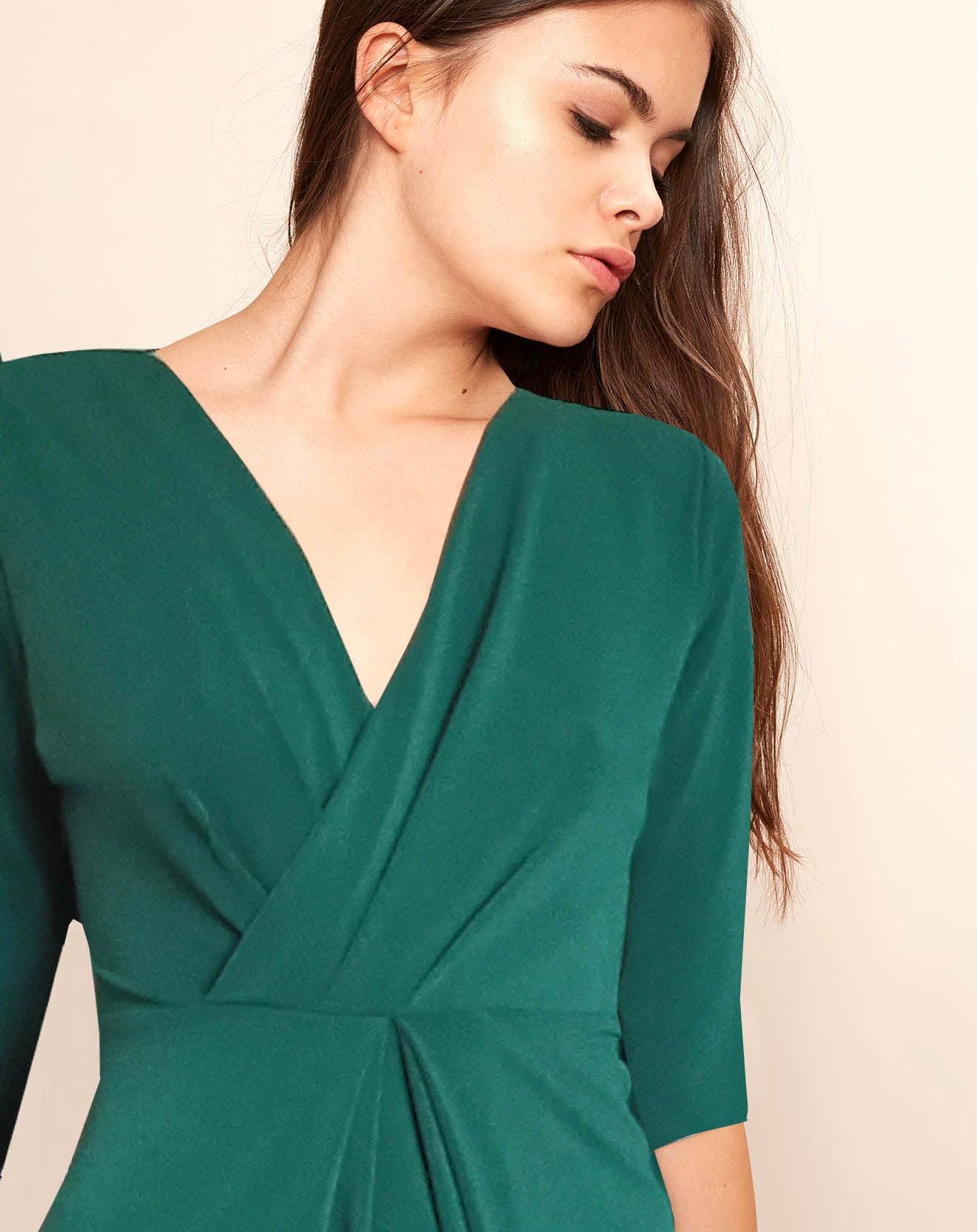 Robe ELISE vert - Phalaenopsis Paris - Robe décolleté croisé confortable