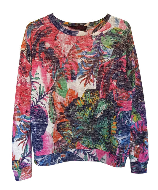 Pull SOFIA amazone - Phalaenopsis Paris - Pull léger en maille imprimée viscose multicolore