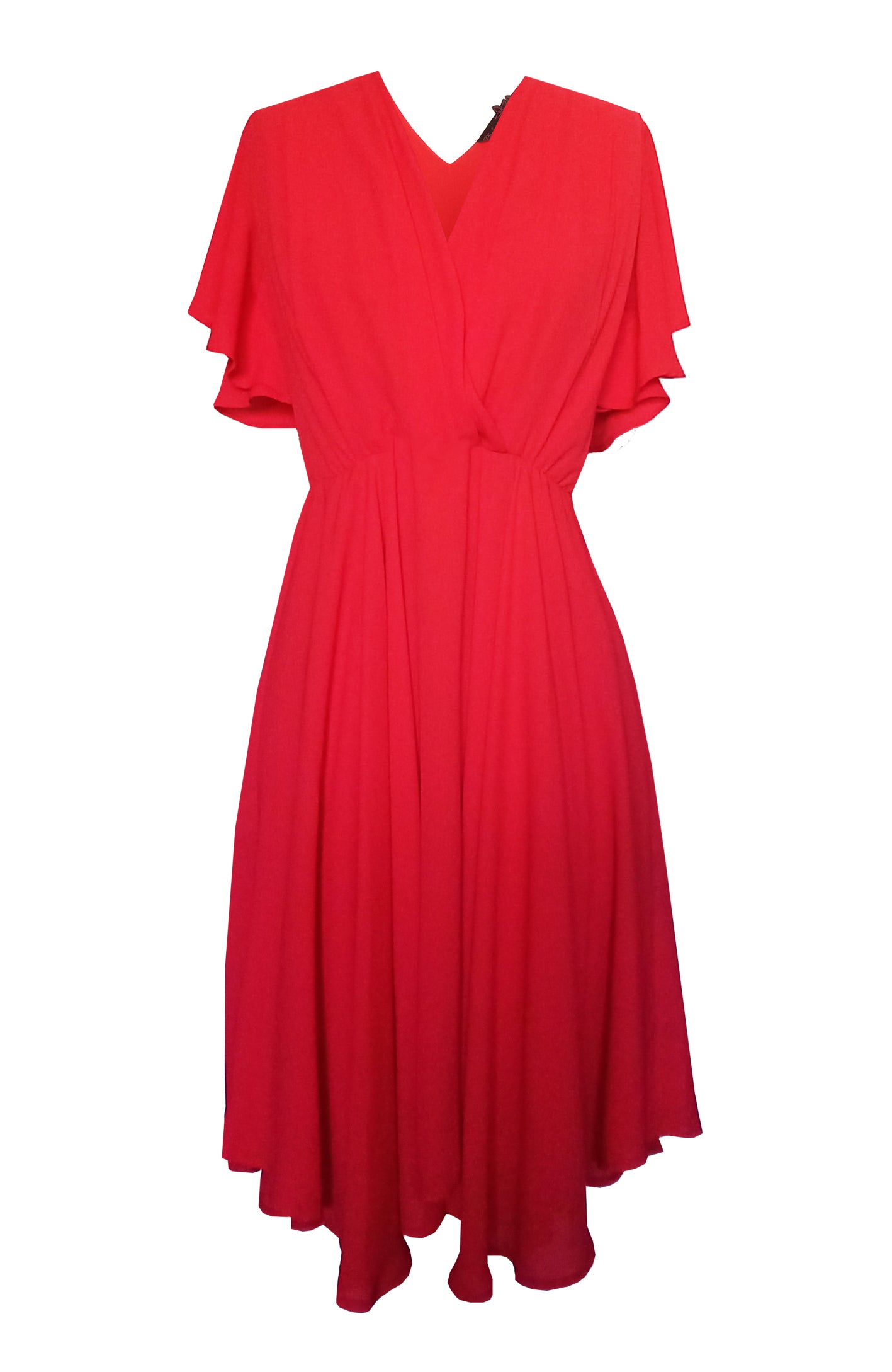 EVA rouge - Phalaenopsis Paris -Robe rouge fluide évasée avec décolleté croisé , robe habillé et élégante, robe tapis rouge