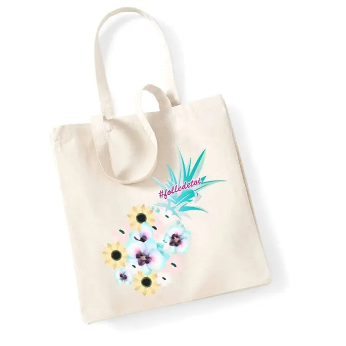 Tote-bag #folle de toi - Phalaenopsis Paris - sac en coton bio imprimé ananas
