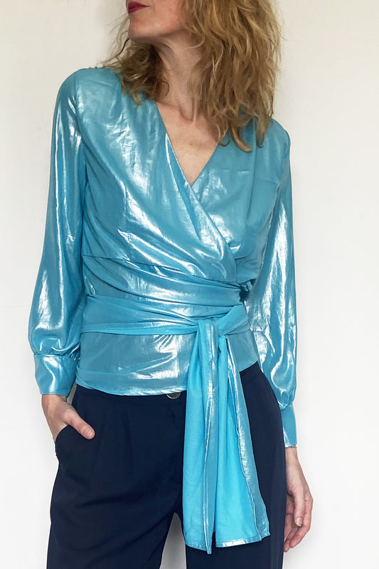 Cache-coeur ZOE irisé bleu - Dernière pièce !