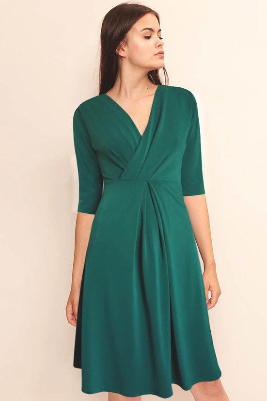 Robe ELISE vert - Phalaenopsis Paris - Robe verte en maille évasée, robe mi saison, robe pour femme éco-responsable