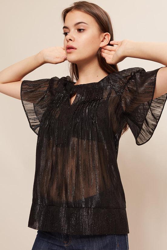 Blouse MADRAS - Phalaenopsis Paris - blouse en voile noir lurex, top pour les fêtes