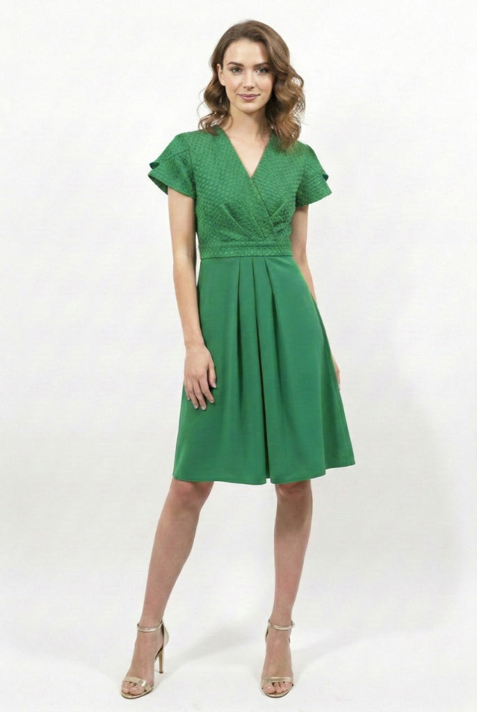 Robe Xena bi-matières verte