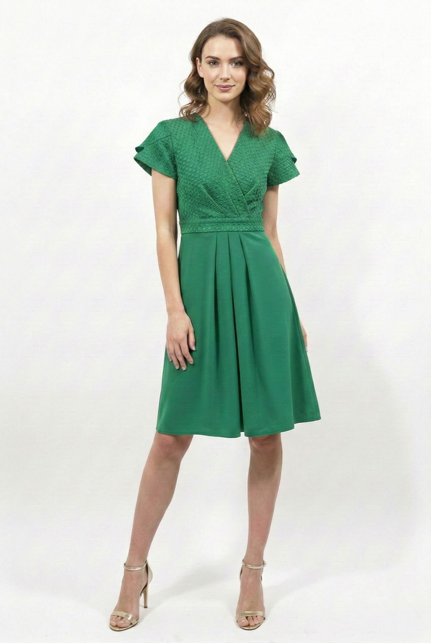 Robe Xena verte bi-matières en polyester recyclé
