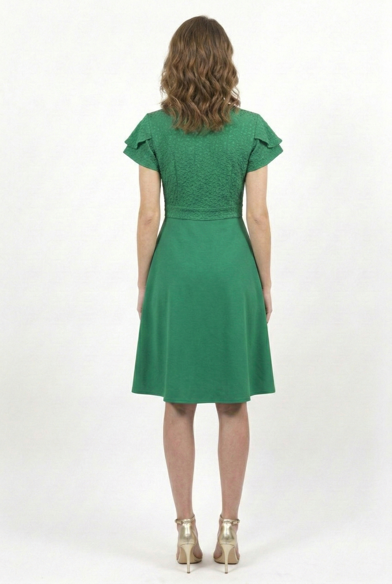 Robe Xena verte dos bi-matières en polyester recyclé