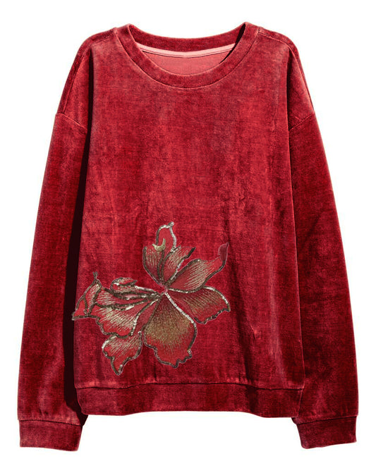 Sweat-shirt MARKO en velours bordeaux 