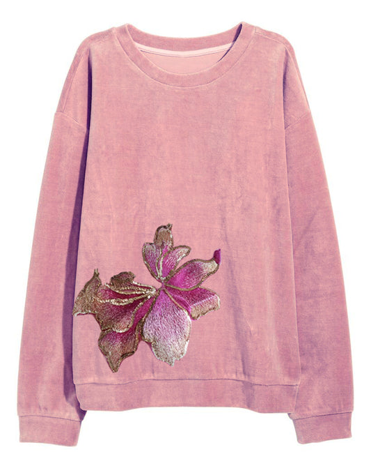 Sweat-shirt MARKO en velours rose