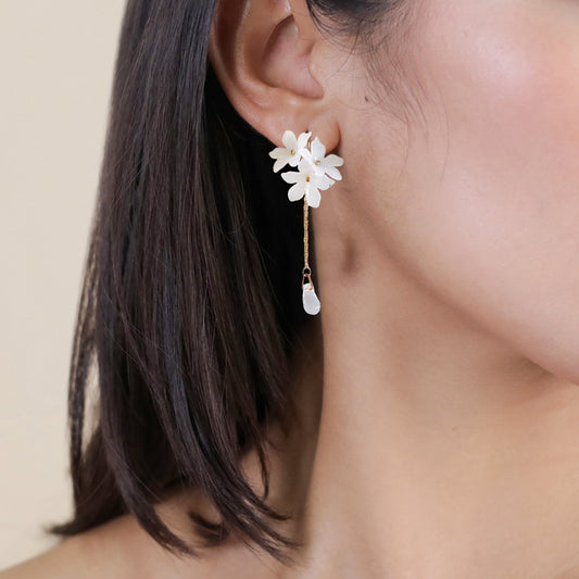 Boucles d'oreilles GOUTTES et petites fleurs