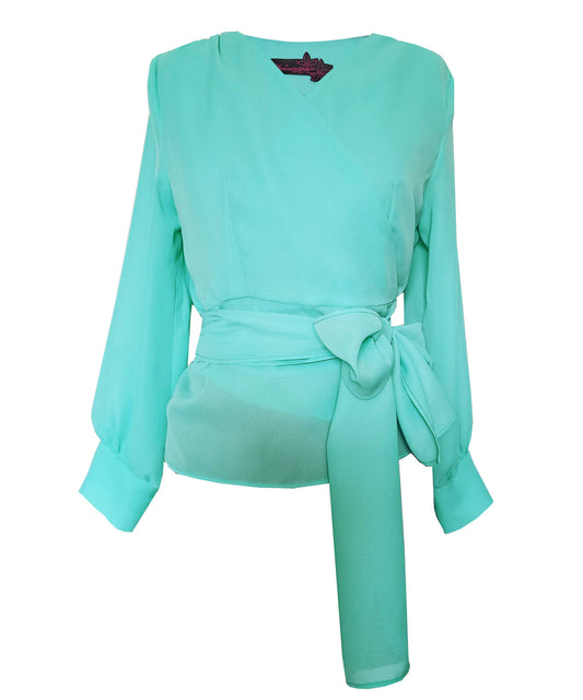 Cache-coeur ZOE céladon - Phalaenopsis Paris - Blouse habillée verte mariage