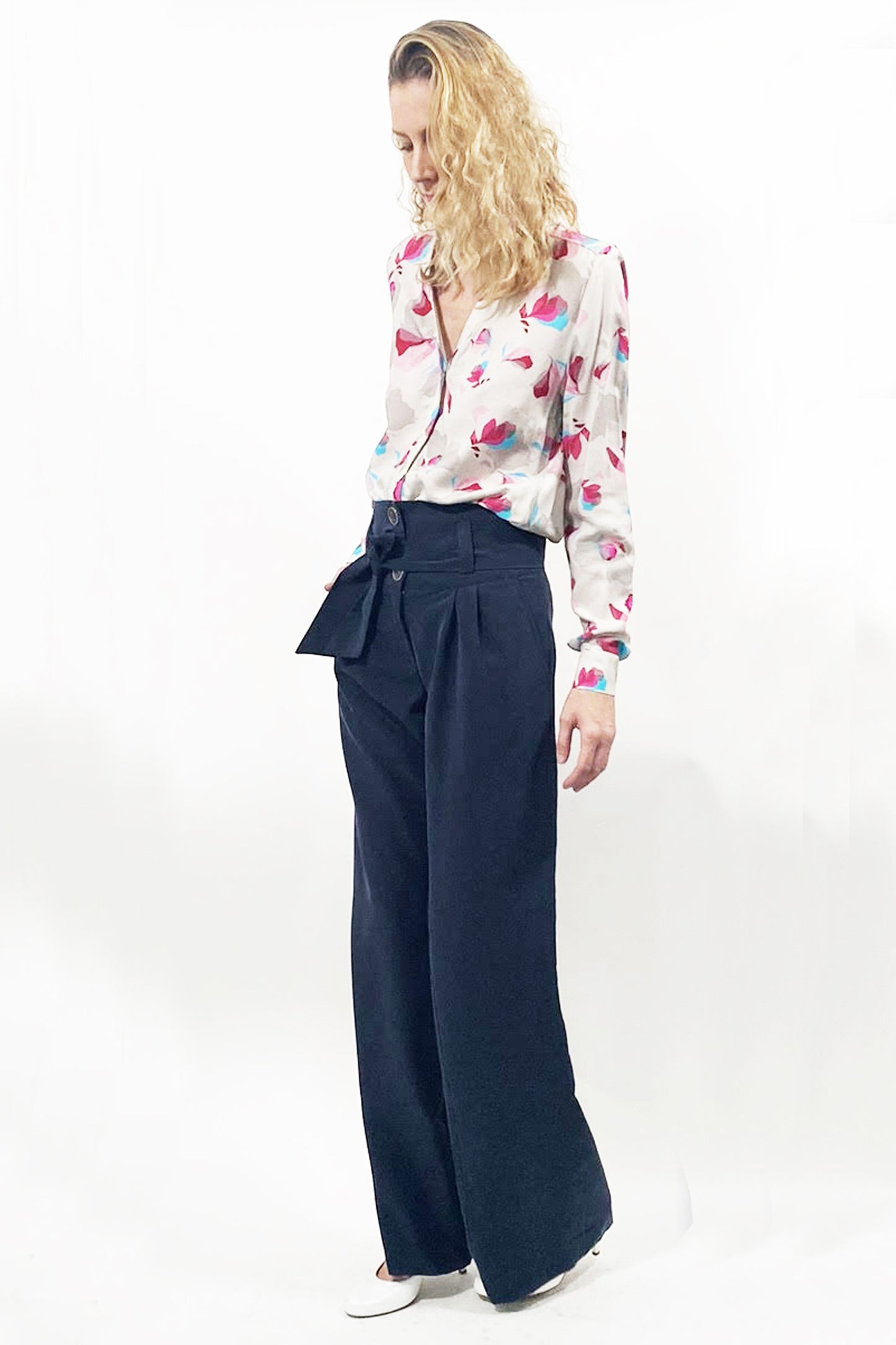 Pantalon LULU en modal - Phalaenopsis Paris - pantalon à pinces femme, pantaon style rétro