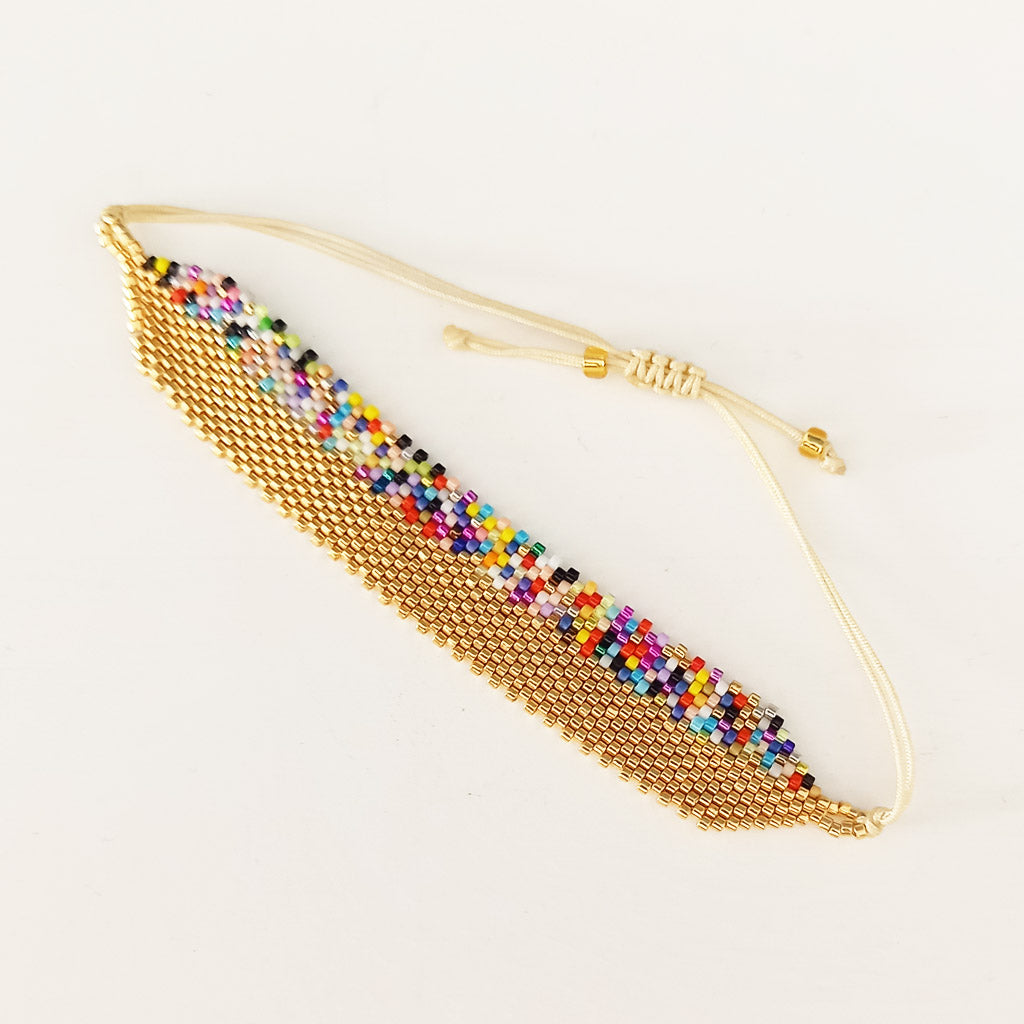 MILA - Bracelet doré en perles de miyuki multicolores