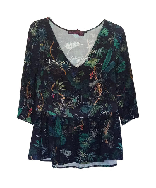 Blouse STELLA végétal - Phalaenopsis Paris - Blouse en voile imprimé végétal vert 