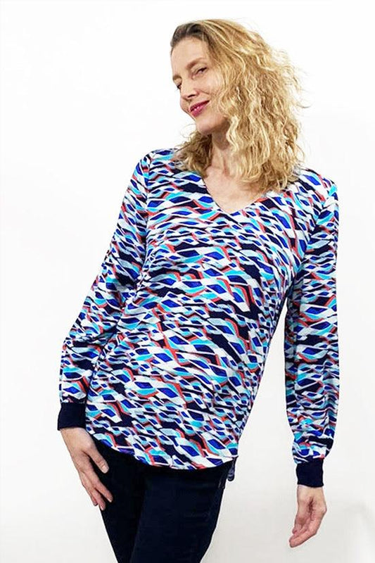Blouse SALOME aqua - Phalaenopsis Paris - Top femme coloré à manches longues