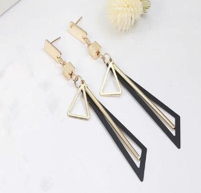 Boucles d'oreilles TRIANGLE - Phalaenopsis Paris - Boucles longues en forme de triangles noir et doré